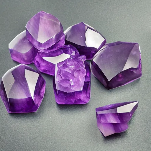 Prompt: hexagonal amethyst crystals