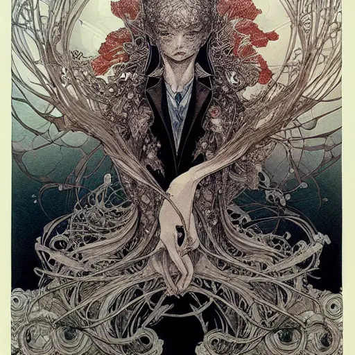 Image similar to prompt: Portrait painted in Mobius style drawn by Vania Zouravliov and Takato Yamamoto, inspired by Fables, intricate acrylic gouache painting, high detail, sharp high detail, manga and anime 2000