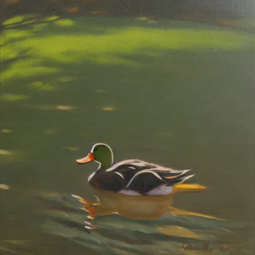 Image similar to a duck on the prowl oil painting bill mayers