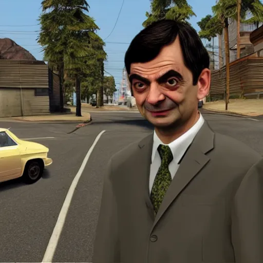 Prompt: Mr. Bean in GTA 5, cover art