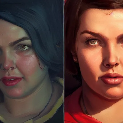 Image similar to portrait of a brunette chubby woman with blue eyes in fallout 4, light stubble with red shirt inside victorian mansion praying to god ,digital art,photorealistoc,art by greg rutkowski,hyperdetailed,western comic style,comic,comic style,sharp lineart,professional lighting,deviantart,artstation,trevor henderson,rossdtaws,cinematic,dramatic