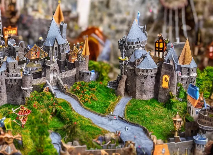 Image similar to fantasy village with a castle in it