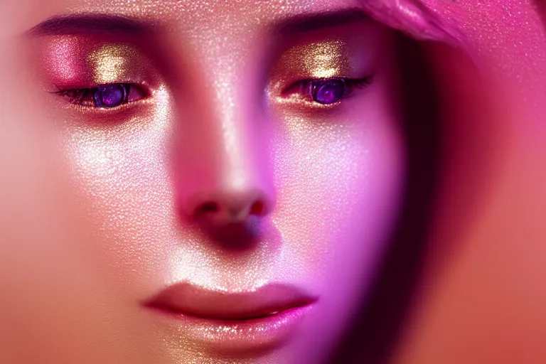 Prompt: a pink diamond with a womans face, cinematic lighting, ray tracing, unreal engine 5, photorealistic, 8 k, uhd, extremely detailed, beautiful, elegant, intricate, foggy, golden ratio, medium close - up, perfect composition, dramatic, medium close - up, film still