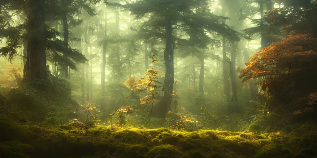 Image similar to a forest, highly detailed oil painting, Studio Ghibli, Jessica Rossier, digital art, octane render, beautiful composition, trending on artstation, masterpiece