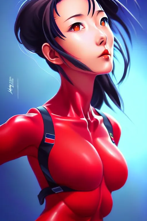 Prompt: a ultradetailed beautiful painting of misato from evangelion, by artgerm trending on artstation