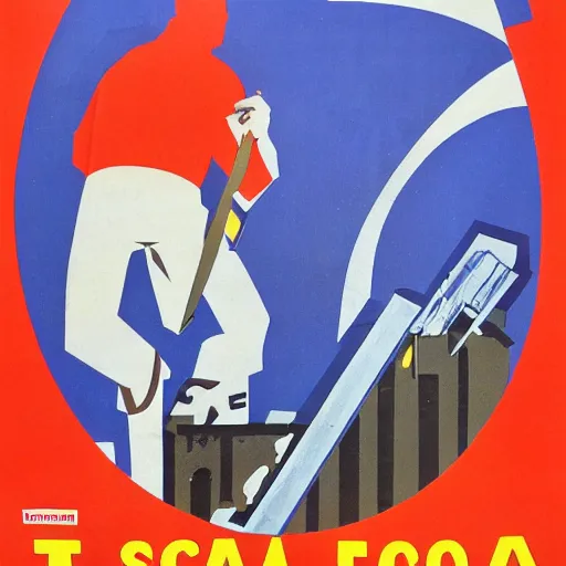 Prompt: soviet critical propaganda poster of the state of florida being hit by hurricanes