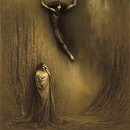 Prompt: An incubus visits a dreamer by Gustave Doré and Beksinski, oil painting,