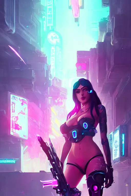 Image similar to caitlyn from league of legends, cyberpunk futuristic neon. decorated with traditional japanese ornaments by ismail inceoglu dragan bibin hans thoma greg rutkowski alexandros pyromallis nekro rene maritte illustrated, perfect face, fine details, realistic shaded, fine - face, pretty face