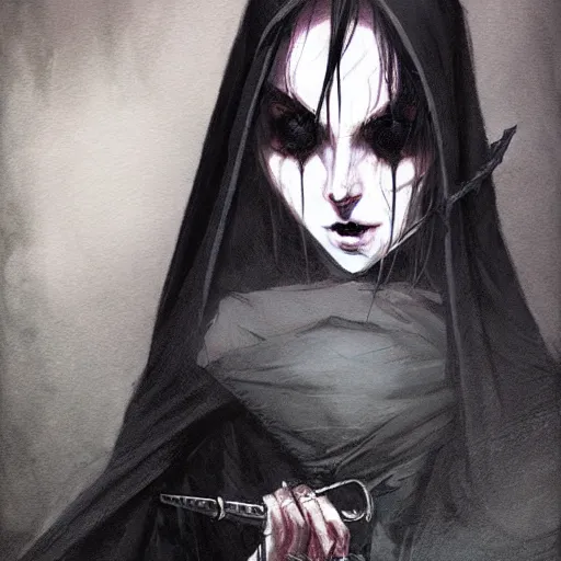 Prompt: dark cloaked necromancer, by craig davison and guy denning and harumi hironaka, trending on artstation hq, deviantart, pinterest, 4 k uhd image