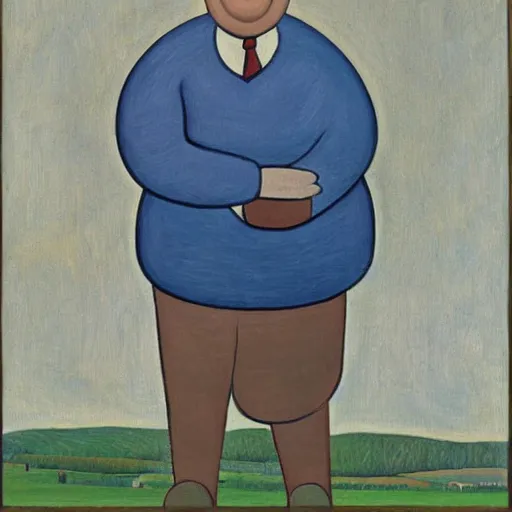 Prompt: painting of a typical reddit user by grant wood