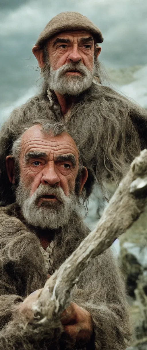 Image similar to and 8 k uhd photo of sean connery as a hobbit