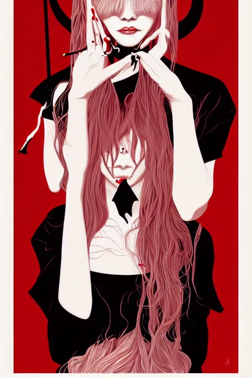 Prompt: portrait of a satanic witch by james jean by ilya kuvshinov kintsugi