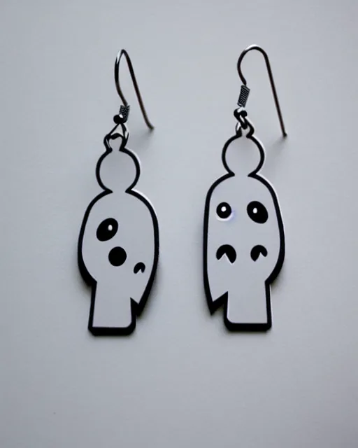 Image similar to cute funny ghost, 2 d lasercut earrings, retro minimalistic clean, concept art, trending on artstation, trending on deviantart