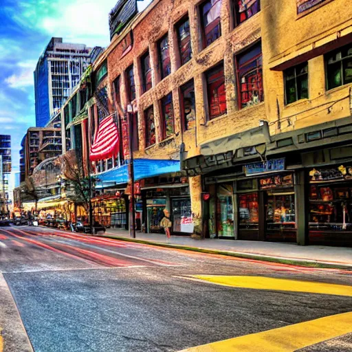 Prompt: Austin 4th Street panoramic photo