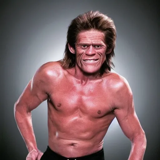 Image similar to Willem Dafoe as a WWE wrestler