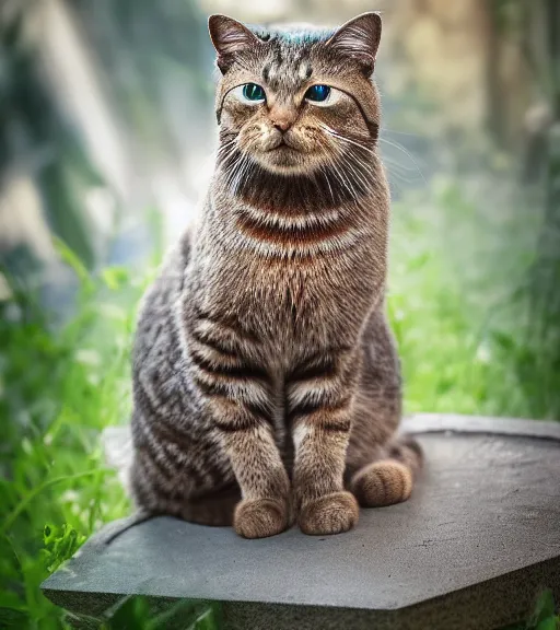 Prompt: award winning 5 5 mm portrait color photo of an admiral cat in full military outfit and aviators, in a park by luis royo. soft light. sony a 7 r iv