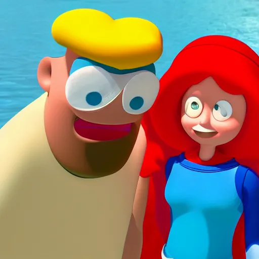 Prompt: barnacle boy and mermaid man ultra realistic 4 k photograph