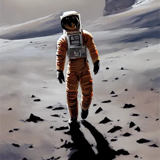 Image similar to an astronaut giraffe walking on the moon, trending on artstation, art by greg manchess, guangjian, detailed digital art, artstation hd