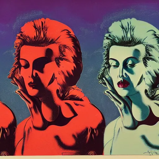 Image similar to Cosmically Terrified by Andy Warhol and Gerald Brom