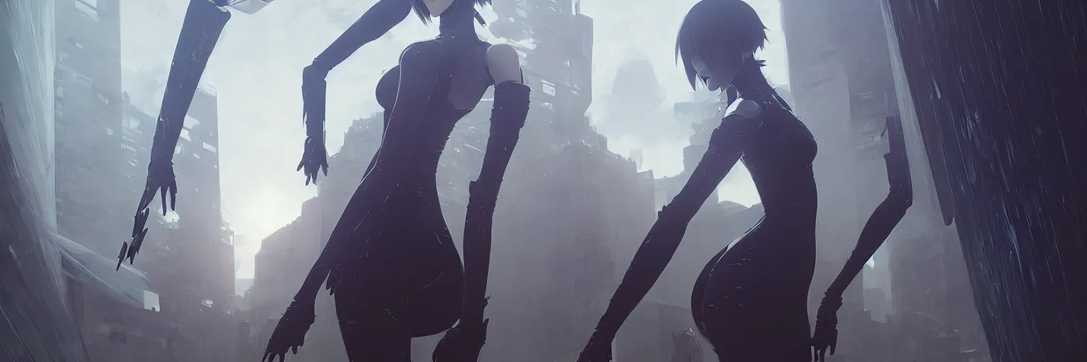 Image similar to realistic render zero from nier series by ross draws, flower in eye, futuristic dystopian city by ilya kuvshinov, digital art by ross tran, extreme intricate details, composition by sana takeda, lighting by greg rutkowski