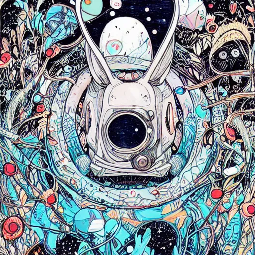 Image similar to A lost sci-fi rabbit, space rabbit, interstellar black hole, by James Jean And WLOPPRO