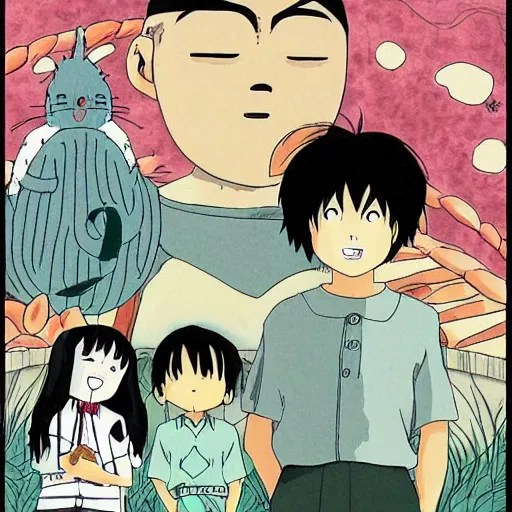 Image similar to studio ghibli in the style of junji ito