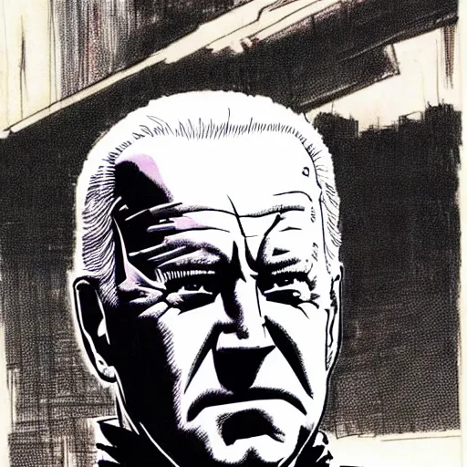 Image similar to Joe Biden looking sinister, by Tsutomu Nihei, highly detailed