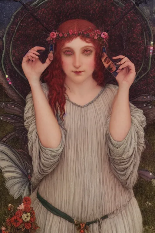 Image similar to portrait at a fae carnival, by John William Godward and edmund dulac and alayna danner, re-raphaelite fairies, featured on artstation, dramatic cinematic lighting smooth, sharp focus, extremely detailed