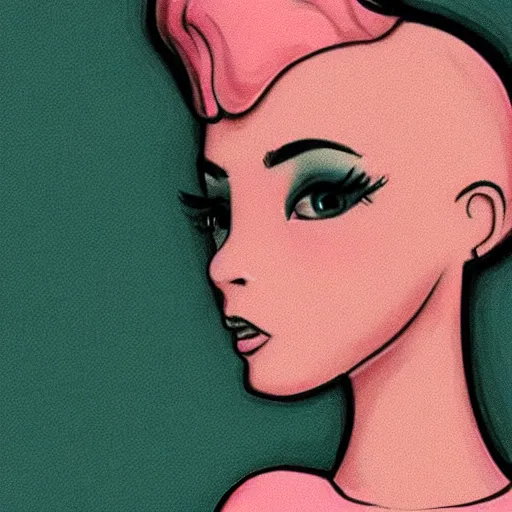 Image similar to beautiful pink little alien girl, profile picture, vintage fashion, highly detailed