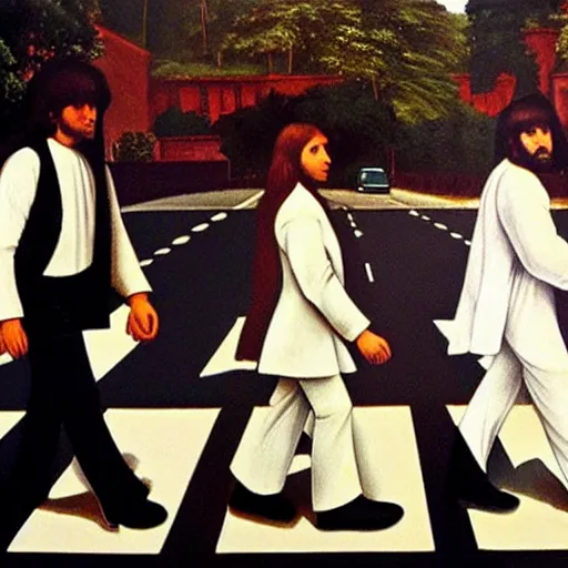 Image similar to abbey road by caravaggio,