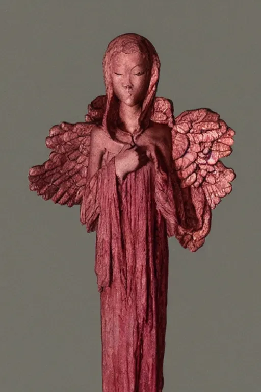 Image similar to an angel portrait made by James Jean, Hiroshi Yoshida, Zdzisław Beksiński , low light, sculpture, relic, highly detailed, ruby