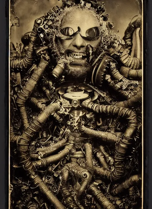 Prompt: old wetplate daguerreotype portrait of the birth of a super villain, explosion of data fragments, fractal, intricate, elegant, highly detailed, parallax, leica, medium format, subsurface scattering, by jheronimus bosch and greg rutkowski and louis jacques mande daguerre