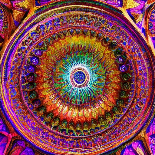 Image similar to cosmic cathedral created by the gods, intricate muqarnas, beautiful colors, bold architecture, detailed, 4 k