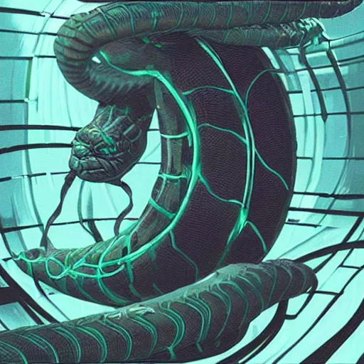Image similar to “snake sci-fi art”
