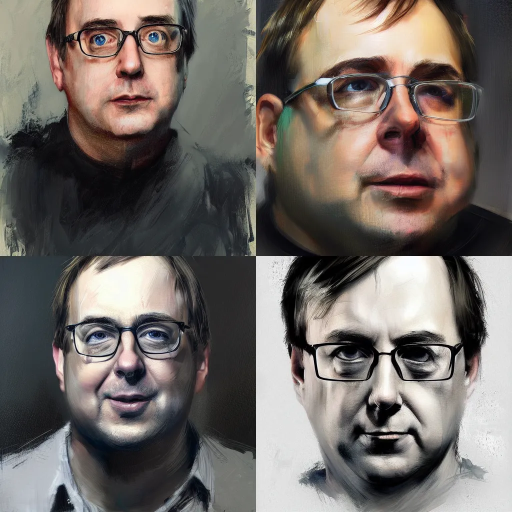 Prompt: A realistic hyperdetailed digital oil portrait painting of Linus Torvalds in the style of Guy Denning, Ruan Jia, and Craig Mullins. Trending on ArtStation, DeviantArt, and Instagram. CGSociety Digital art.