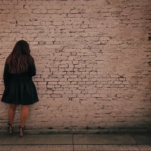 Prompt: a woman standing in front of a wall with a name on it, a stock photo by juan villafuerte, instagram, pre - raphaelitism, full body, contest winner, maximalist