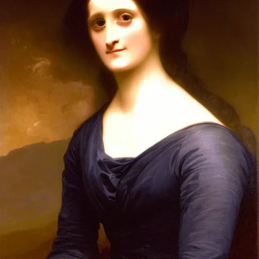 Prompt: painting of mary shelley. art by william adolphe bouguereau. during golden hour. extremely detailed. beautiful. 4 k. award - winning.