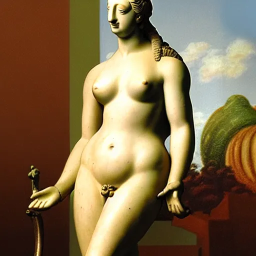 Image similar to a photograph of the venus of milo as a real person