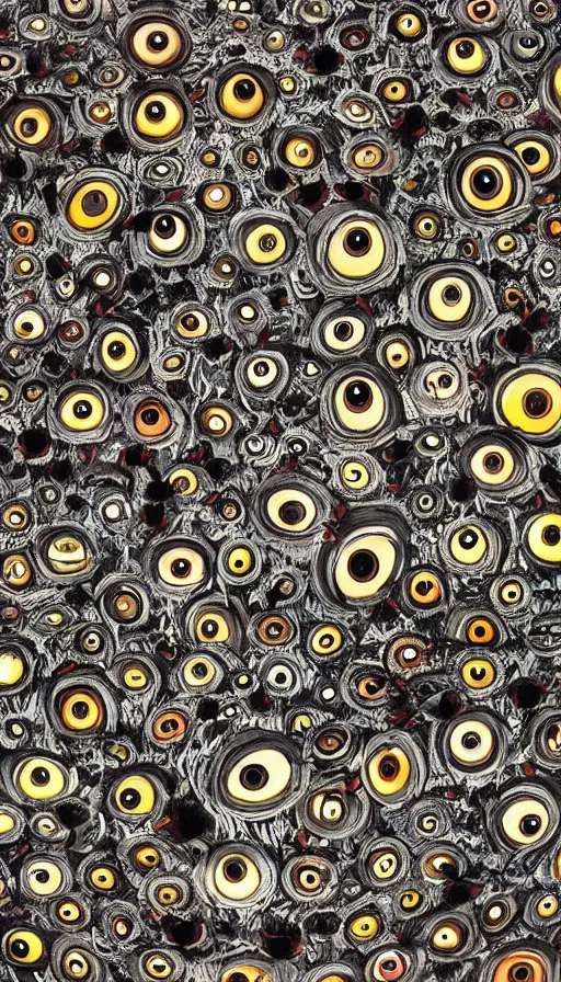 Prompt: a storm vortex made of many demonic eyes and teeth, by wes anderson,