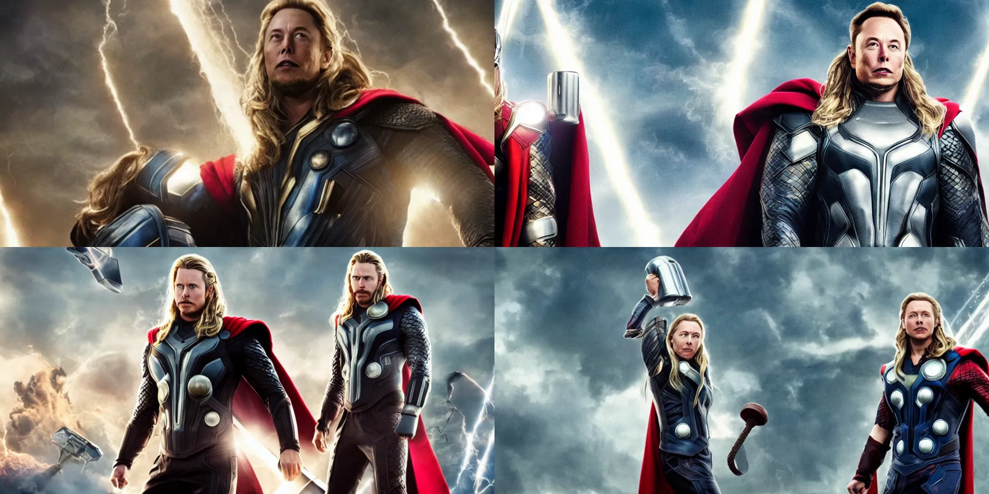 Prompt: Elon Musk as Thor in the Marvel movie