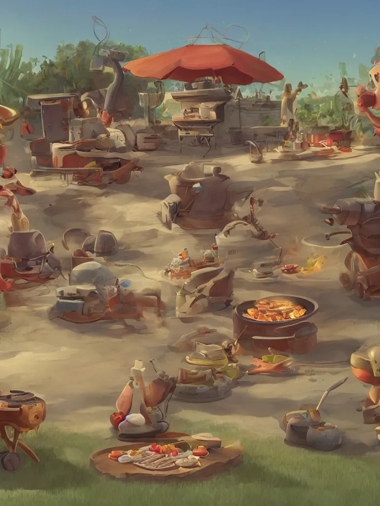 Prompt: barbecue by disney concept artists, blunt borders, rule of thirds