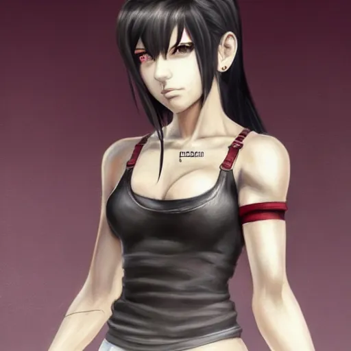 Image similar to concept art of tifa lockhart with tattoos, highly detailed, trending on artstation