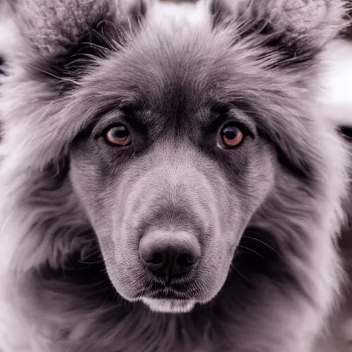 Image similar to ultra detailed photo of a dog with infrared fur