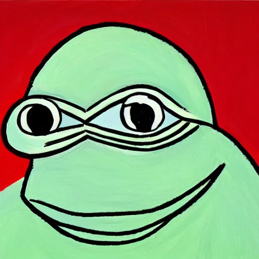 Prompt: Painting of pepe the frog. Art by Pablo Picasso. Extremely detailed. 4K