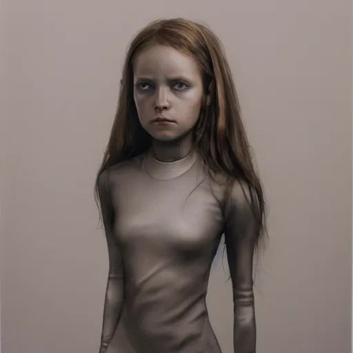 Image similar to hyperrealist portrait photo of a young female android wearing a grey spacesuit by sally mann and alan lee, fantasy, photo realistic, dynamic lighting, artstation, poster, volumetric lighting, very detailed faces, award winning, full face, symmetry