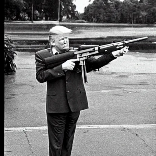 Image similar to donald trump with an M16 in 1960's Vietnam
