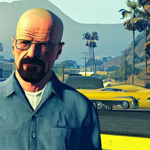 Image similar to walter white heisenberg on gta 5 cover,