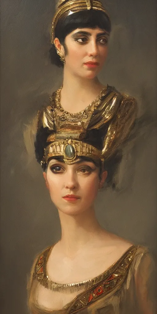 Prompt: a romantic period style portrait of Cleopatra by Josep Tapiró Baró, trending on artstation, oil painting masterpiece