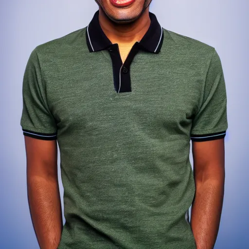 Prompt: a 30 year old skinny medium brown skinned Peruvian programmer guy, clean shaven face, thick bushy straight eyebrows, wearing round gold rimmed glasses, with thick straight brush up black hair on top, short on sides, in a dark green polo shirt, blue jeans and grey sneakers funko pop close up highly detailed photo