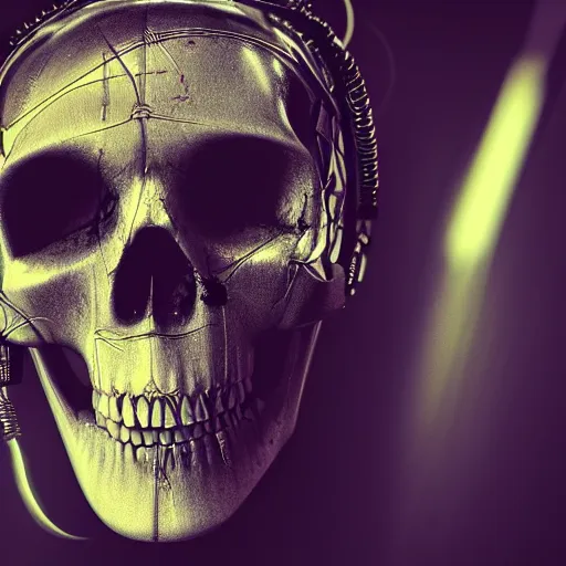 Image similar to cyberpunk picture of a skull